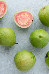 Fresh ripe guava on marble background