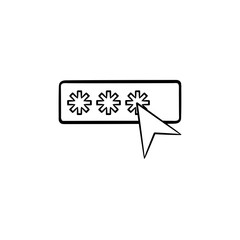 Password with cursor hand drawn outline doodle icon