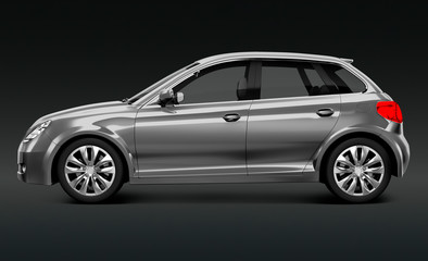 Obraz na płótnie Canvas Metallic grey hatchback car