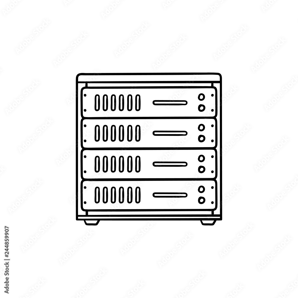 Wall mural computer server hand drawn outline doodle icon