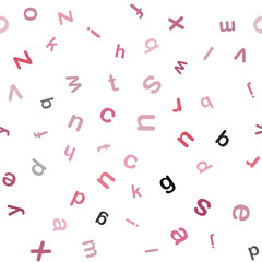 Light Pink vector seamless template with isolated letters.