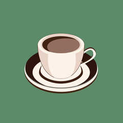 Cup coffee over green background