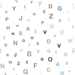 Light Blue, Yellow vector seamless background with signs of alphabet.