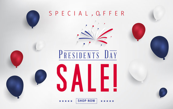 Presidents Day Sale banner - Presidents Day special offer. Banner for presidents day sale design. Special offer for Presidents Day celebration.