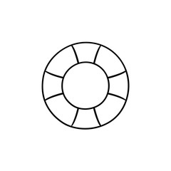 Rubber ring hand drawn outline doodle icon. Floating lifebuoy and sea vacation, life saver and safety concept. Vector sketch illustration for print, web, mobile and infographics on white background.