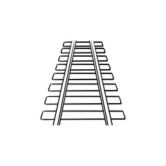 Rails hand drawn outline doodle icon. Railway track, railroad and train transport, steel rails concept. Vector sketch illustration for print, web, mobile and infographics on white background.