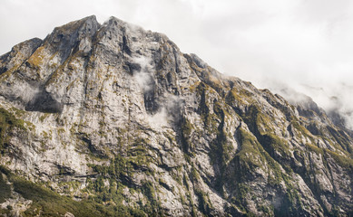 Dramatic landscape in Milford Sound one of the most famous world heritage site in south island of New Zealand.