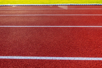Fototapeta premium Red running track in stadium