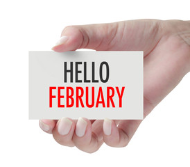 Hand showing Hello February.