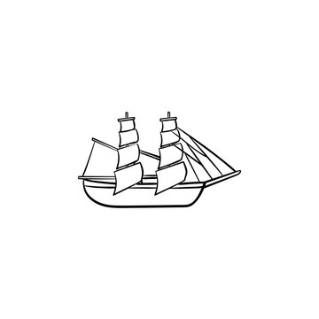 recommend clip art: Sailing ship hand drawn outline doodle icon. Vintage sailboat, adventure and sailing, cruise travel concept. Vector sketch illustration for print, web, mobile and infographics on white background.