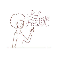woman with label love power avatar character