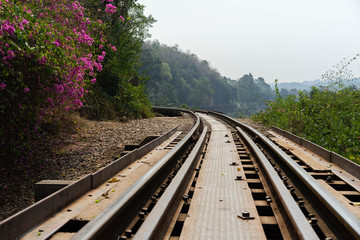 Fototapeta premium Death Railway danger create period World war two Sai Yok, Kanchanaburi Near Bangkok Thailand