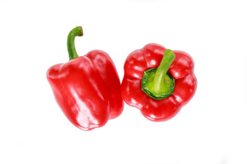 red bell pepper on white background.