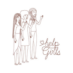 women with label help girl avatar character