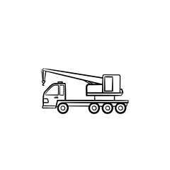 Crane truck hand drawn outline doodle icon. Construction and mobile crane, load and lifting equipment concept. Vector sketch illustration for print, web, mobile and infographics on white background.