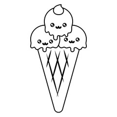 cute ice cream kawaii character
