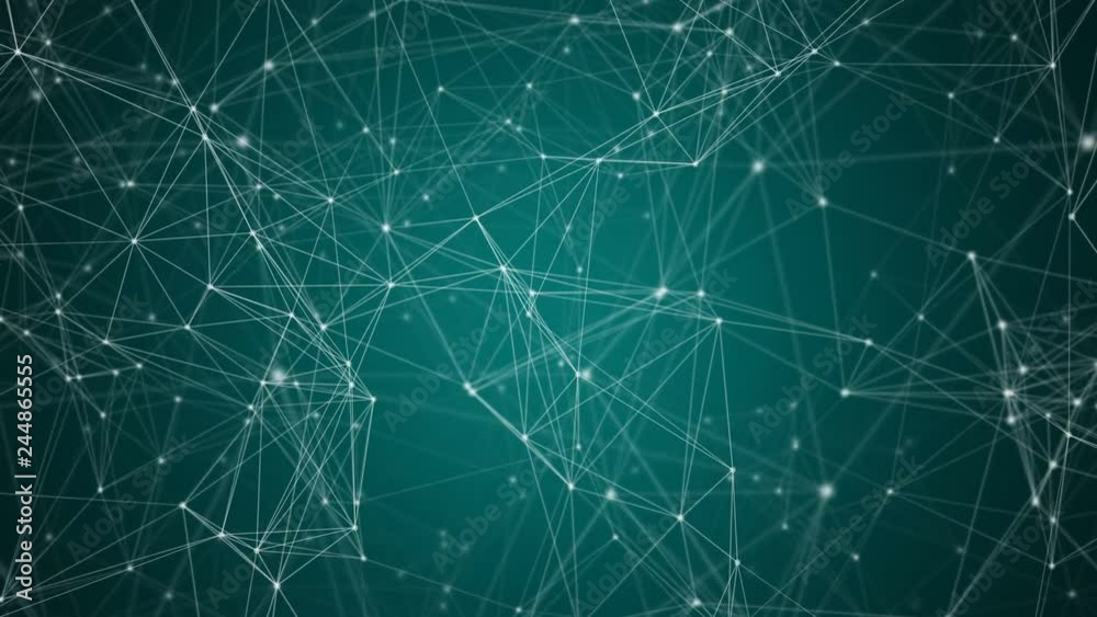 Poster digital computer data and network connection triangle lines and spheres in futuristic technology con