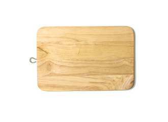 Wood chopping board on white background.