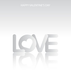 Valentine's day greeting card text Love and cut out heart. Vector.