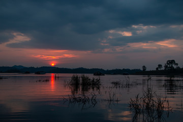 Fototapeta premium Landscape of sunset at the lake