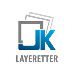 Layered initial letter JK logo concept design. Square symbol graphic template element