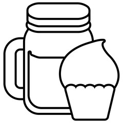 cute beverage jar with cupcake