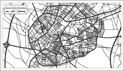 Jerez de la Frontera Spain City Map in Retro Style. Outline Map.