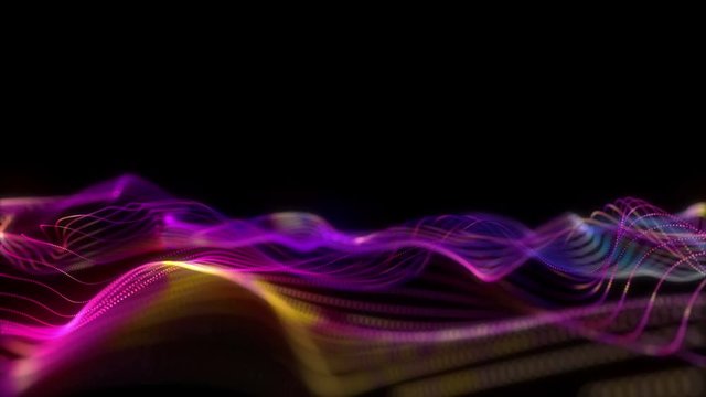 4K Abstract multicolormotion futuristic background. Technology concept. Glowing neon dots and lines