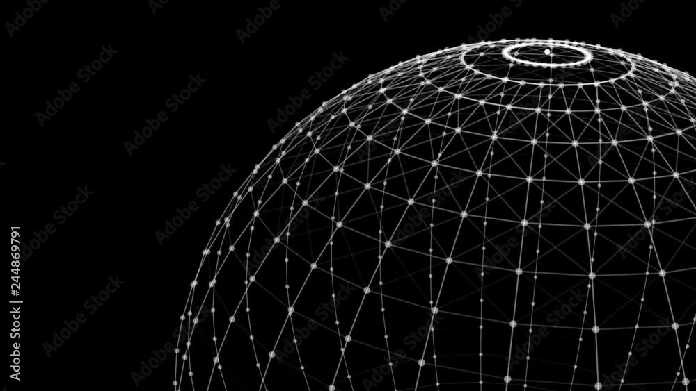 Poster wire structure of sphere. digital computer data and network connection lines and spheres in futurist