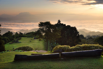 Beautiful scenery during sunrise of Huai Nam Dang National park at Chiang Mai in Thailand.This is...