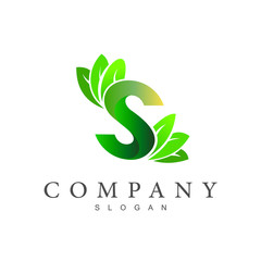 letter s with leaf logo template