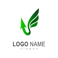 Fototapeta premium arrow logo with wing, fast launch arrow logo with wing
