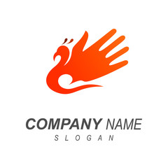 hand  peacock abstract logo design
