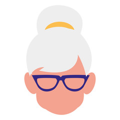 cute grandmother head avatar character
