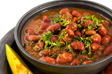 Plate of red beans and avocado