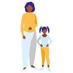 black mother with daughter characters