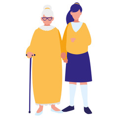 cute grandmother with daughter