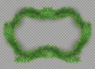 Christmas decorative fir tree frame with copy space and shadow. EPS 10