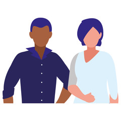 young interracial couple avatars characters