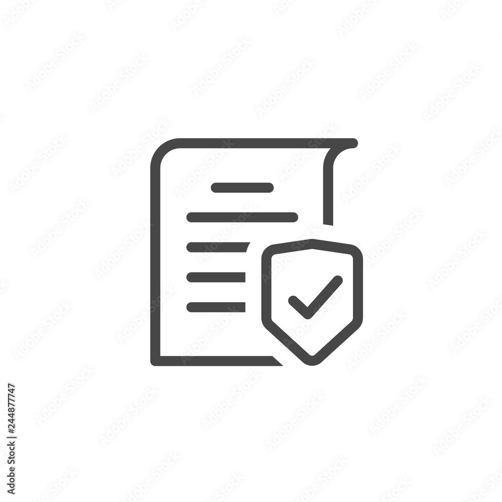Poster document protection concept line art outline, confidential information and privacy idea, security do