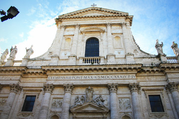 Fototapeta premium Exterior view of San Giovanni Battista dei Fiorentini church at Rome city, Italy