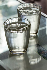 ice water glass on table