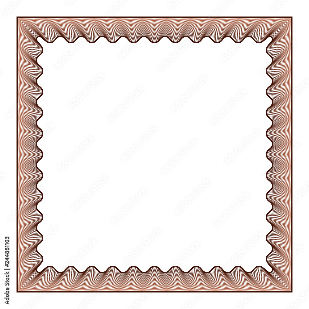 Poster abstract photo frame with guilloche effect, vector frame with watermark protective lines
