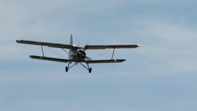 Air Show, biplane D-FWJM, Antonov, AN-2, in flight, Gelnhausen, Germany, June 2017