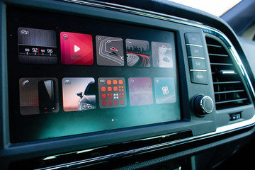 infotainment display of modern car