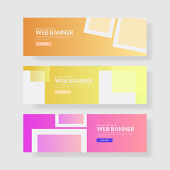 Fototapeta premium Website banner ui ux, Colorful geometric background, simple shapes with trendy gradients.