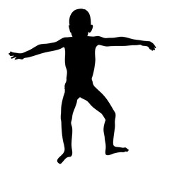 Obraz na płótnie Canvas Silhouette of little a boy jumps