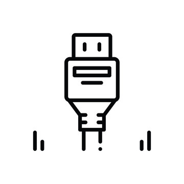 Black Line Icon For Displayport 