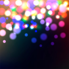 Christmas, Carnival, Party, Holiday, Sale color lights background. Vector illustration for posters, flyers, invitation brochure voucher discount post