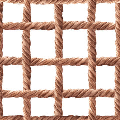Watercolor rope fishing net vector pattern